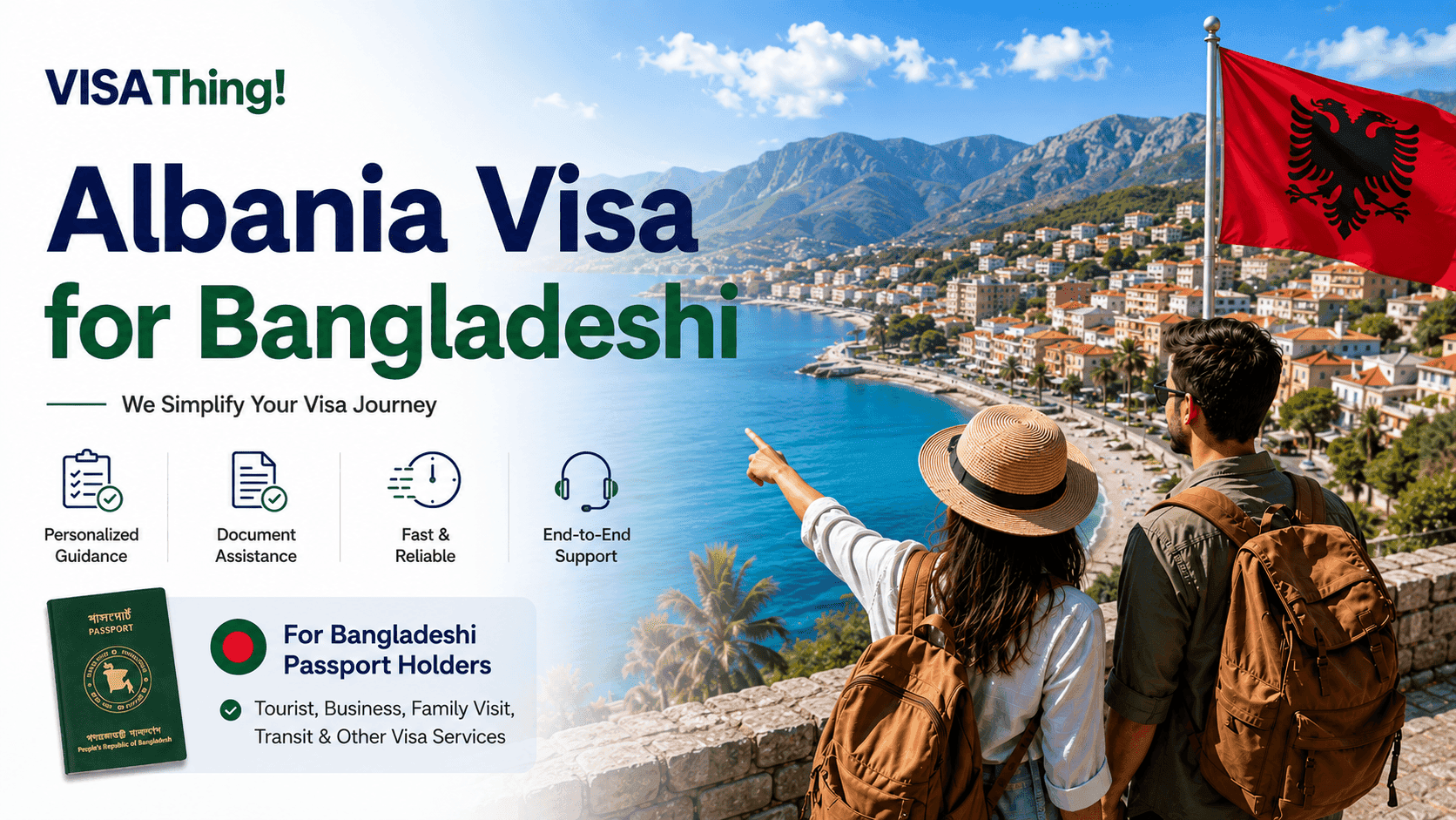 Albania visa service for Bangladeshi passport holders with scenic Albanian coastline