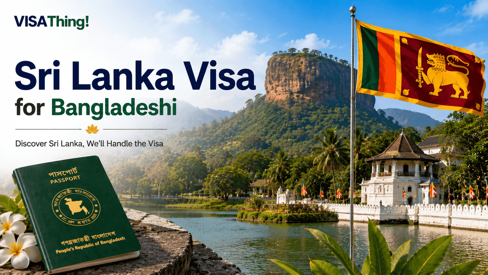 Sri Lanka visa service for Bangladeshi passport holders featuring the Sri Lanka flag and Bangladesh passport